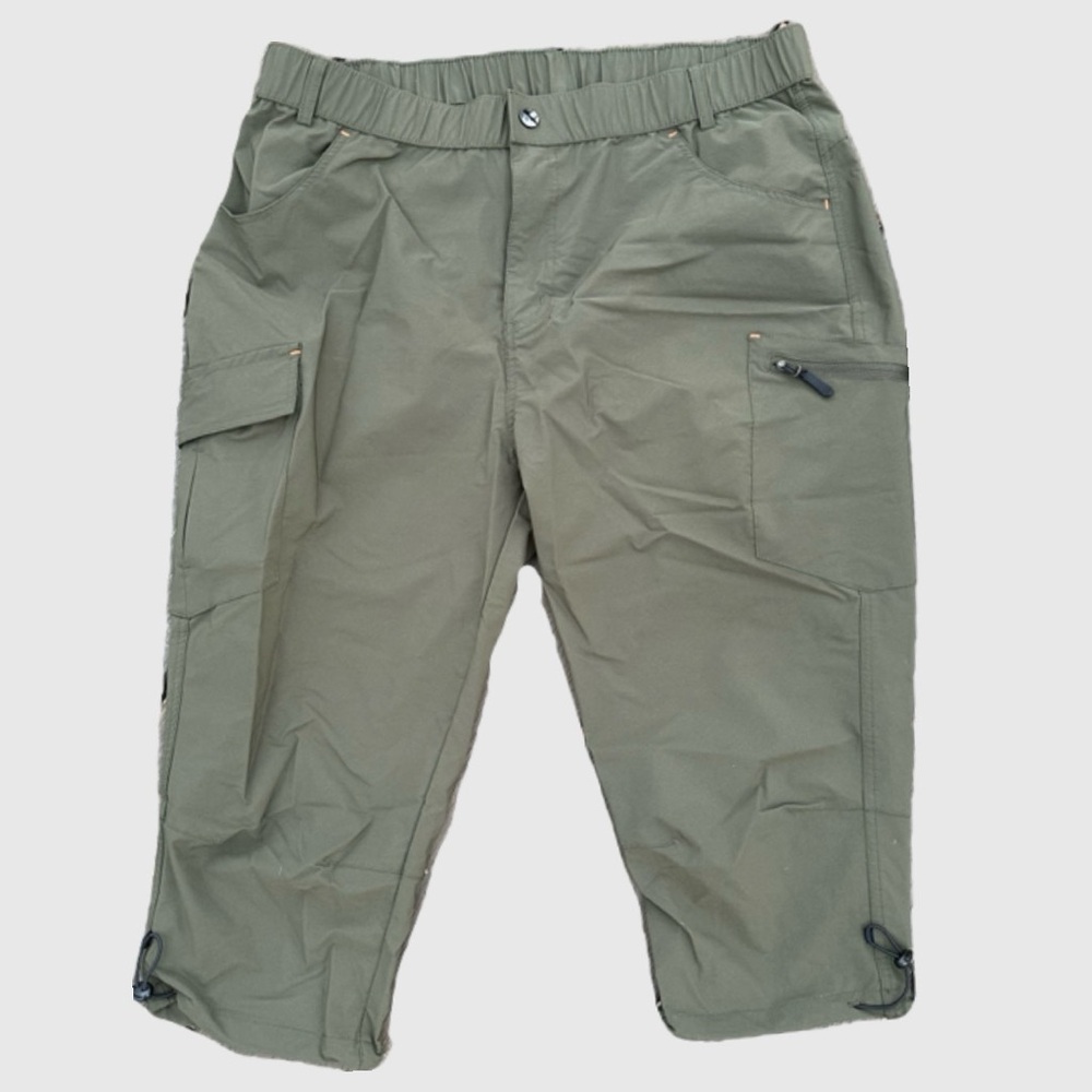 Olive Green Capris Cargo Pants with Pockets